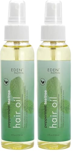 EDEN BodyWorks Peppermint Tea Tree Hair Oil | Scalp & Curl Oil | 4oz | Dry Hair & Scalp Treatment for Curly Hair | Eliminates Dandruff & Boosts Shine