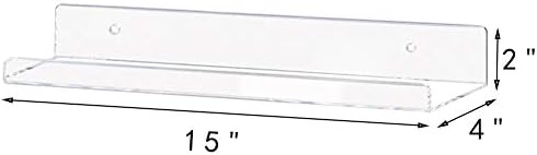 Weiai Clear Acrylic Shelves 15" Invisible Floating Wall Mount Display Bookshelf