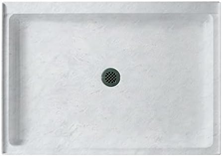 Swan SF03454MD.130 54-in L x 34-in W x 5.5-in H Solid Surface Shower Base, Ice