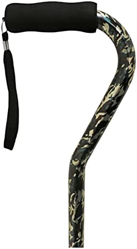 PCP Adjustable Cane, Offset Handle, Foam Grip, Wrist Strap, Lightweight Aluminum, Hunter Camouflage Pattern