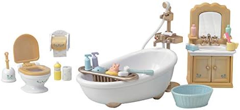 Calico Critters - Country Bathroom Set - Dollhouse Furniture Sets | Rustic tub-and-basin charm for the family washroom - detailed pieces for morning