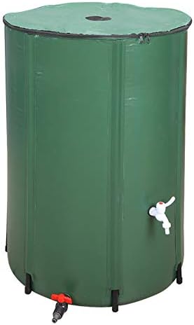 Collapsible Rain Barrel, Portable Water Storage Tank, Rainwater Collection System Downspout, Water Catcher Container (50 Gallon, Green)