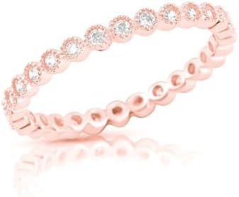SILVERCLOSEOUT Rhodium Plated Sterling Silver Cz Cubic Zirconia Stackable Womens Eternity Band Promise Ring for Ladies (Size 4-11)