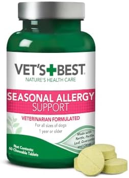 Vet's Best Seasonal Allergy Chewable Tablets for Dogs, Soothes Dog, 60ct | Seasonal Allergy Relief Tablets, Helps Soothe Itchy Skin
