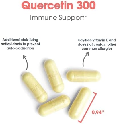 ARG Quercetin 300 - Supports Mast Cell and Histamine Response - Includes Vitamin C - Delivers 300 mg Quercetin Per Capsule - Vegetarian &