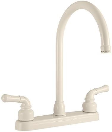 Dura Faucet DF-PK330HC-SN RV J-Spout Kitchen Sink Faucet (Satin Nickel) | Tall spout clears big pots; dual levers fine-tune water flow. Brushed Satin Nickel.