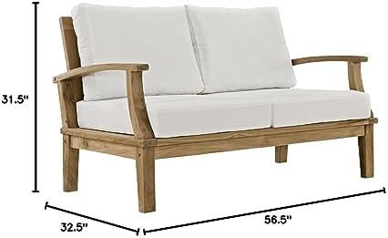 ModwayEEI-1144-NAT-WHI-SETMarina Premium Grade A Teak Wood Outdoor Patio Loveseat Natural White