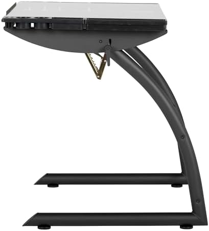 SD Studio Designs Triflex Drawing Table, Sit to Stand Up Adjustable Office Home Computer Desk, 35.25" W X 23.5" D, Charcoal Black/Clear Glass