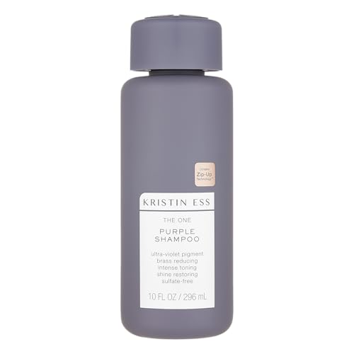 Kristin Ess Hair The One Purple Shampoo for Toning Blonde Hair - Neutralizes Brass + Yellow Tones, Shine Restoring - Sulfate