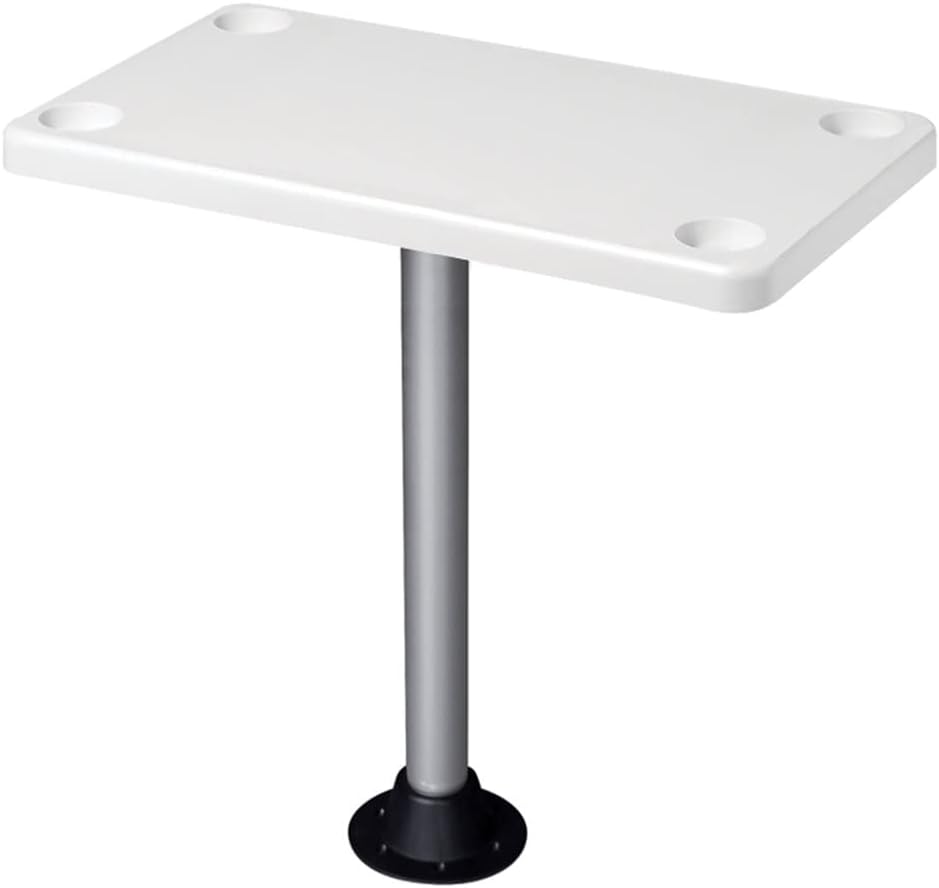 Wise 8WD944 Rectangular Pontoon Table with 4 Recessed Cup Holders, White