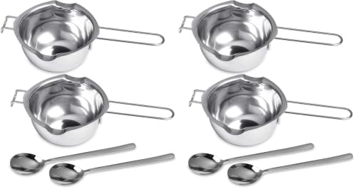 2 Pieces Stainless Steel Double Boiler Pot with 2 Metal Spoon, Chocolate Melting Pot for Melting Chocolate, Butter, Cheese