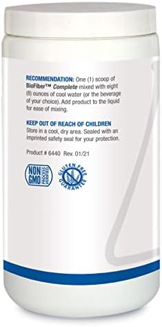 BIOTICS RESEARCH BioFiber Complete - 10 Whole Food Fibers (Organic & Non-GMO), 5g of Fiber Per Serving, Easy-to-Mix Powder