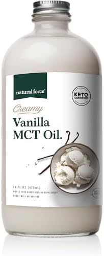 Natural Force Creamy Vanilla MCT Oil – Non Dairy, Keto Certified, Emulsified MCTs for Low-Carb, Ketogenic Coffee, Smoothies