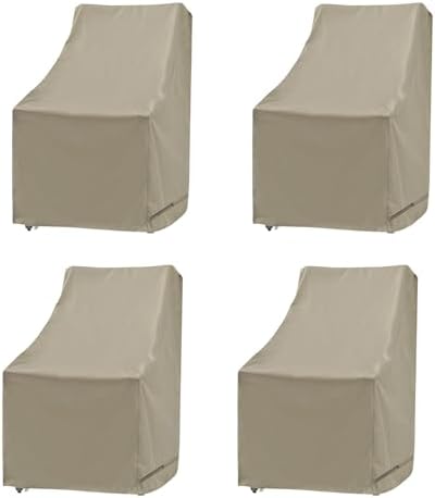 Formosa Covers | Outdoor Patio High Back, Rocking, Swivel Chair Cover Stackable Dining Seat Protection Secure Fastener Strips | 27" W x 30" D x 42" H (Taupe)