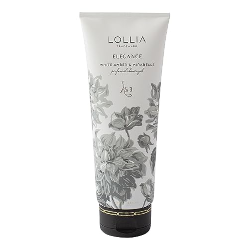 LOLLIA Wish Shower Gel, 8 fl oz, Vanilla Bean, Rice Flower, Jasmine Leaves, & Sugar Cane, Luxury Shea Moisture Hydrating Women's Body Wash, Delicate & Relaxing Scented Bath Soap for Self Care