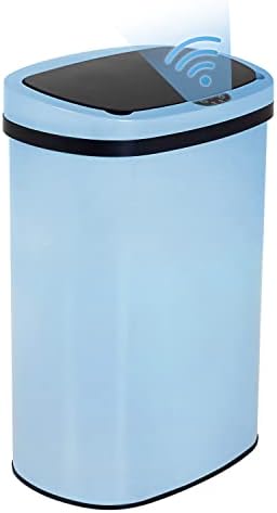 BestOffice | 13 Gallon Stainless Steel Trash Can with Lid | Steel | Automatic Touchless Garbage Can | Odor Control | Modern Oval Design | Easy to Clean | For Kitchen, Bathroom, Office or Home