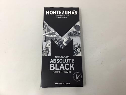 Montezuma Dark Chocolate Absolute Black 100% Cocoa 90g (Pack of 9)