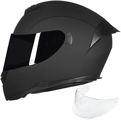 ILM Full Face Motorcycle Helmet for Motocross Street Bike DOT Certified 2 Visors Model-317(Gloss Black, L)