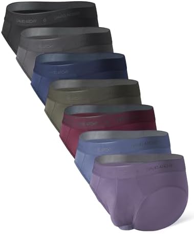 DAVID ARCHY Men's Soft Modal Dual Pouch Support Briefs 4 or 7 Pack | Breathable moisture-wicking fabric offers flexible elastic waistbands, chafe-free design for daily active movement.