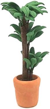 Dollhouse Decoration Accessories, 1:12 Toy House Miniature Scene Model Potted Green Plant Posing Fortune Tree Pretend Toys