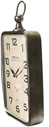 Creative Co-Op Metal Rectangle Hanging Clock with Handle Decoration on Top