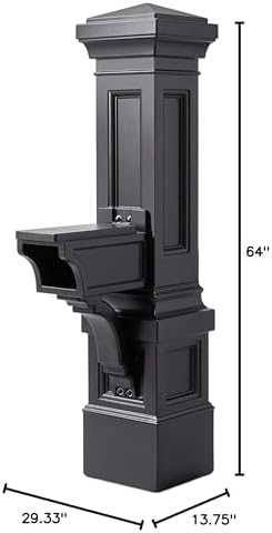 Step2 Atherton Grand Mail Post, Mailbox Not Included, Weather Resistant, Large Outdoor Mail Post, Made of Durable Plastic, Easy Install, Onyx Black