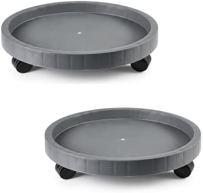 2 Pack of 11 Inch Heavy Duty Plant Caddy with Wheels, Rolling Plant Stand Pot Trolley, Wheeled Planter Saucer Tray