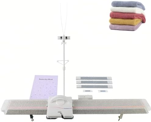 Knitting Machine, LK150 6.5mm Mid Gauge 150 Stitches Portable Plastic Domestic Smart Weaving Set with Accessories for Sock Hat Scarf
