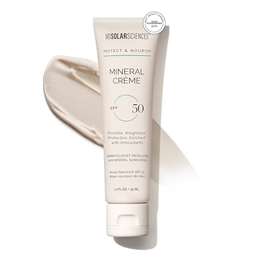MDSolarSciences Mineral Crème SPF 50 Sunscreen for Face – Water-Resistant, Broad Spectrum UV Protection – Blendable Micronized Zinc Oxide – Smooth, Natural Matte Finish