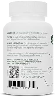 InterPlexus Fortéfy - 4 Elite Strains of Probiotics Providing 30 Billion CFU per Capsule with Magnesium - Gluten Free, Dairy Free