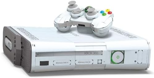 MEGA Microsoft Collectible Building Set, Xbox 360 Replica Model with 1342 Pieces, Controller and LED Lights, Build & Display Toy for Adult Collectors