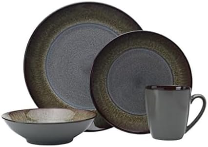 Pfaltzgraff 5237442 Monroe 16-Piece Porcelain Dinnerware Set, Dark Gray (Pack of 16)