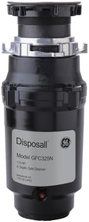 GE Disposall Continuous Feed 1/3 Horsepower Motor Garbage Disposer, Good for Grinding: Cooked Pasta & Fruit Peels, Easy Install Kit & Power Cord Included, Recommended for 1-2 Person Homes, GFC325N | Continuous Feed, Jam Resistant Technology, Quiet Motor,…