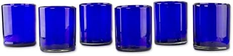NOVICA Artisan Crafted Hand Blown Blue Recycled Glass Tumbler Glasses, 12 Oz 'Cobalt Dreams' (Set Of 6)