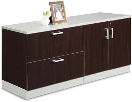 NBF Storage Cabinet Lateral File Combo for Office Organization, White