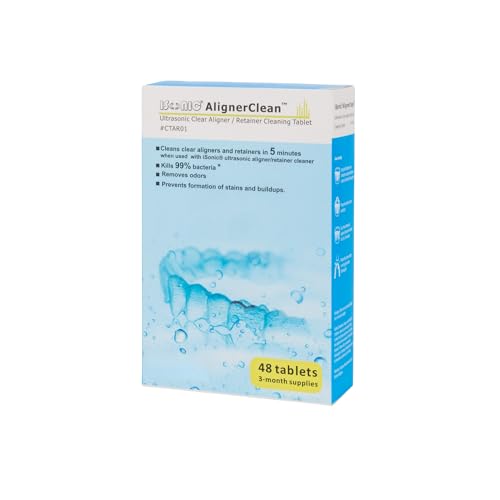 iSonic AlignerClean Denture Cleaner Tablets for Aligners, Retainers, Night Guards and CPAP Components, Ultrasonic Cleaning, 48 Count (1 Pack)