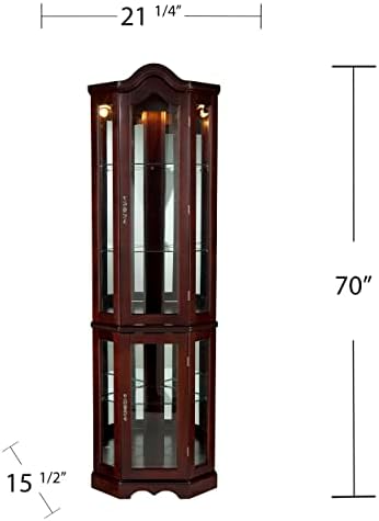 Home Decorators Collection Vitric Lighted Curio, 70" Hx21 Wx16 D, Golden Oak