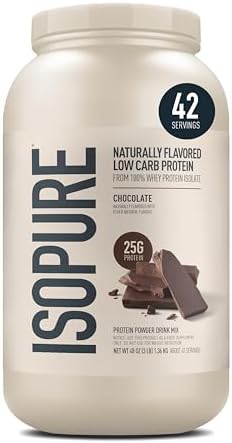 Isopure Low Carb 100% Pure Whey Isolate Protein Powder, Lactose Free, Gluten Free, with Vitamins, Vanilla, 25g Protein Per Serving, 3 Lbs, 43 Servings (Packaging May Vary) | 25g Protein Per Serving, 100% Whey Protein Isolate, Lactose Free, Gluten Free, w…