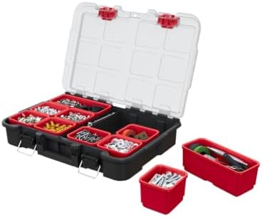 Keter Masterloader Resin Rolling Tool Box with Locking System and Removable Bins – Perfect Organization and Storage Chest for Power Drill, Tape Measure, and Screwdriver Set, Black | Black, Heavy Duty, Weatherproof, All Terrain Wheels, Durable, Easy Slide…