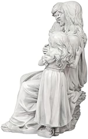 Design Toscano He Loves the Little Children Indoor/Outdoor Holy Religious Garden Statue, 28 Inches High, Cast Stone Resin, Antique Stone Finish