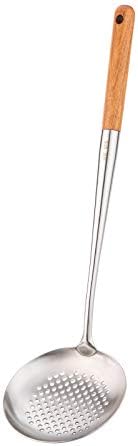 FJNATINH Wok Spatula and Ladle,Skimmer Ladle Tool Set, 17inches Spatula for Wok, 304 Stainless Steel Cooking Utensils