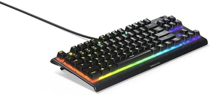 SteelSeries Apex 3 TKL RGB Gaming Keyboard – Tenkeyless Compact Form Factor - 8-Zone RGB Illumination – IP32 Water & Dust Resistant – Whisper