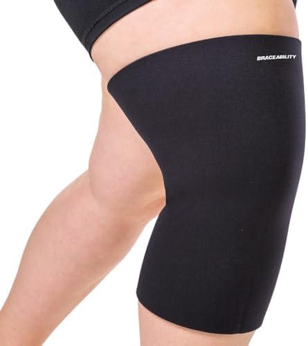 BraceAbility Plus Size Neoprene Knee Sleeve - 5X Bariatric Compression Support Brace for Women's or Men's Arthritis Joint Pain Relief and Treatment, Fitting Big Legs and Obese Thighs (5XL)