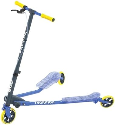 Yvolution Fliker A3 Drift Scooter, 3 Wheels Kids Wiggle Scooter, Foldable, Handbrake, Caster Wheels, for Boys and Girls Aged 7+ Years Old