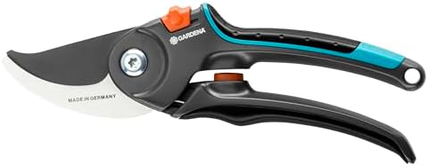 GARDENA (8906) Adjustable Bypass Garden Pruning Shears for Trees, Roses, and Flowers up to 1". Heavy Duty Professional Scissors with Steel Cutting Blades, Sharp Trimming Pruners. Made in Germany