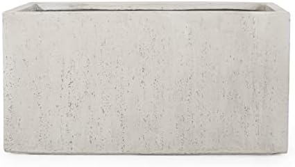 Christopher Knight Home Vanessa Outdoor Modern Large Cast Stone Rectangular Planter, White