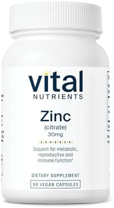 Vital Nutrients Zinc Citrate 30mg - Easily Absorbed Immune Support Supplement - Vegan Zinc Supplement - Gluten, Dairy, Soy Free - Non-GMO - 30mg - 90 Capsules