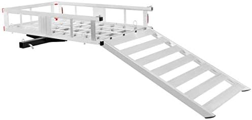 Goplus Hitch Cargo Carrier, 50"x29.5" Aluminum Wheelchair Scooter Mobility Carrier with Ramp, Trailer Hitch Mount Cargo Carrier for Truck SUV Van Car