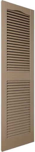 Ekena Millwork 14.5 in. W x 48 in. H Builders Edge, Standard Cathedral Top Center Mullion, Open Louver Shutters, Includes Matching Installation Spikes (Per Pair), 002 - Black