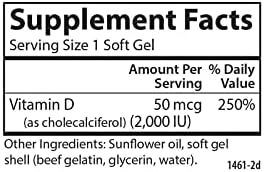 Carlson Vitamin D3, 2000 IU (50 mcg), Bone Health, 360 Softgels | Muscle Health; Cholecalciferol; Vitamin D Supplements; Vitamin D3 Soft Gels